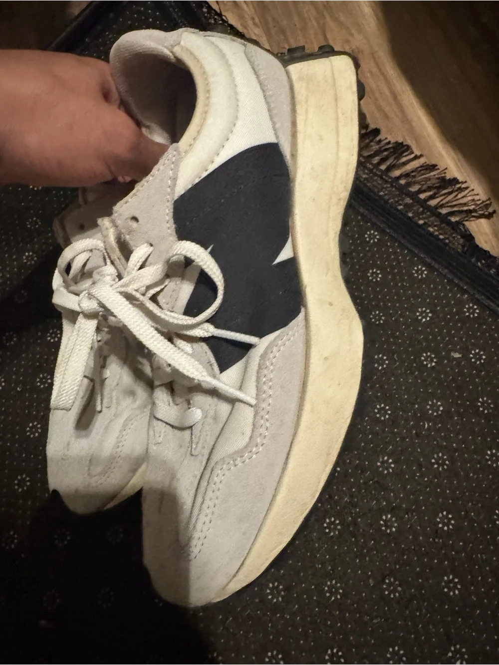 New Balance 327 Sneakers in White and Black Accent